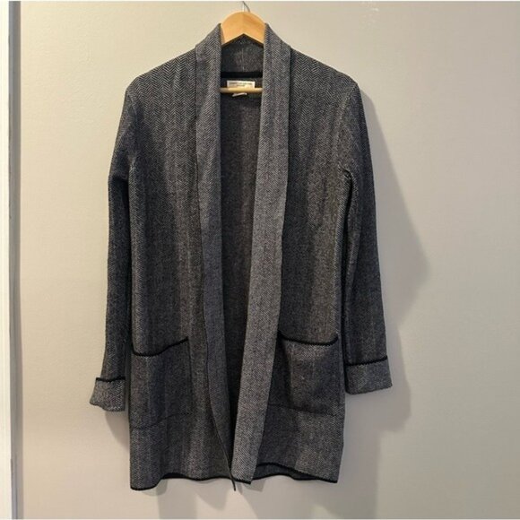 Christian Siriano Gray Herringbone Open Front Cardigan Women’s XS Cozy Chic - Picture 2 of 11